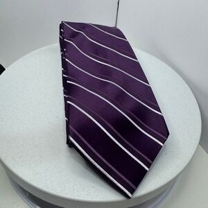 Apt.9 Men's Classic Striped Tie Purple Silver Silk Blend